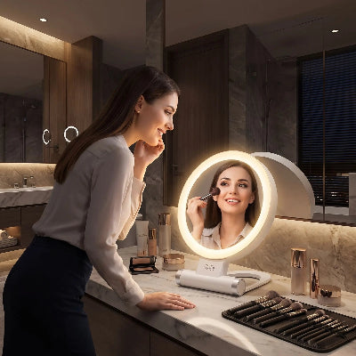 estomper maquillage avec  miroir lumineux grossissant beta professionnel