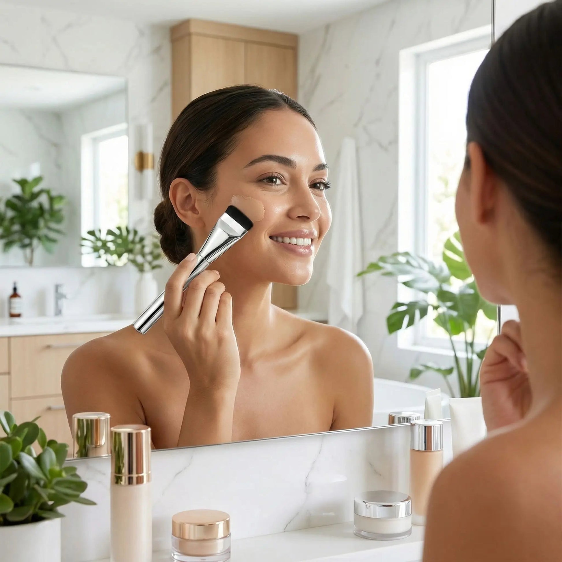 femme-applique-maquillage-avec-pinceaux-fond-de-teint-liquide-alpha