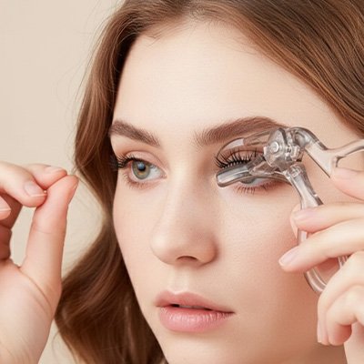 femme debute rehaussement cils avec recourbe cils beta professionnel