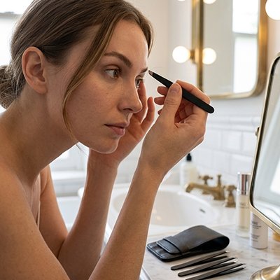 femme élimine poils indésirables avec Pince à épiler beta professionnelle 