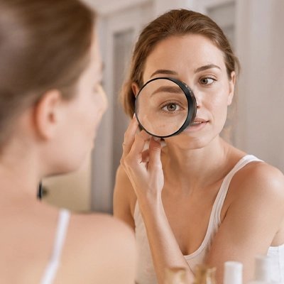 femme épilée avec Miroir grossissant EPsilon professionnel HD