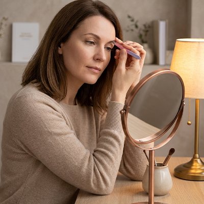 femme positionne Pince à épiler delta professionnelle