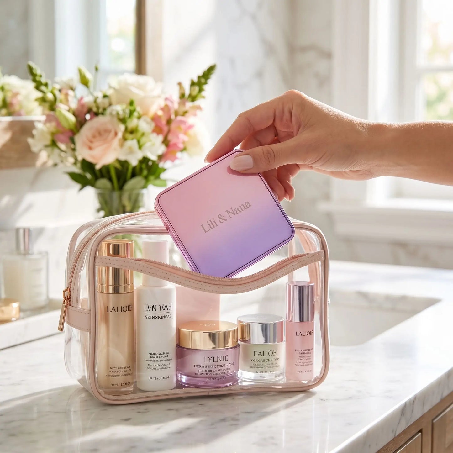 femme range miroir de poche Double Face Compact Macaron