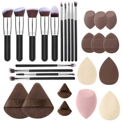  kit pinceau maquillage professionnel beta avec éponge marron