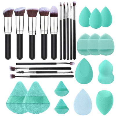  kit pinceau maquillage professionnel beta avec éponge vert