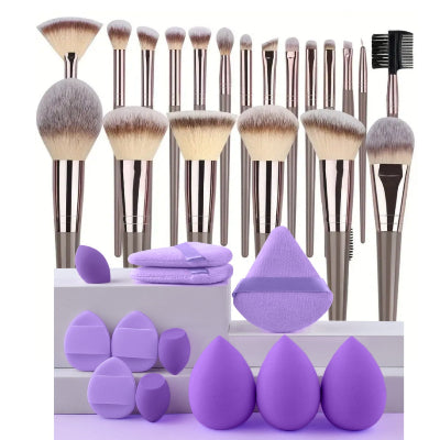  lot de pinceau a maquillage beta avec éponges violet