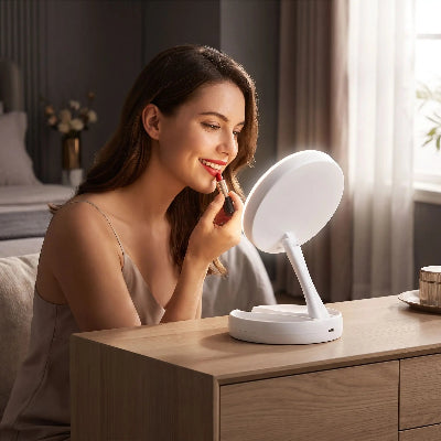 maquiller lèvres avec miroir grossissant et lumineux gamma professionnel 