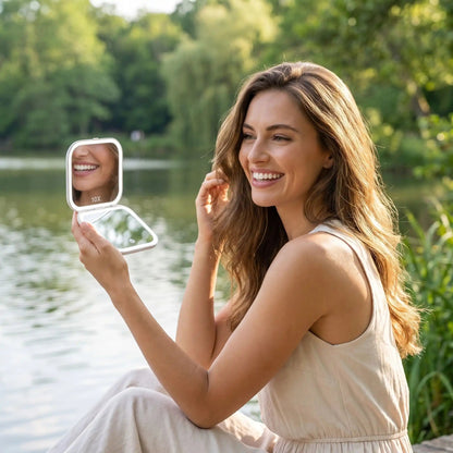 Miroir de poche grossissant lumineux |Alpha professionnel - Planète Beauté