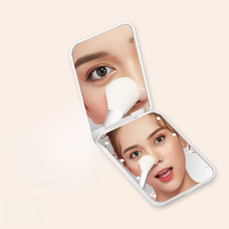 miroir de poche grossissant lumineux beta professionnel compact blanc