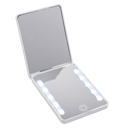 miroir de poche grossissant lumineux gamma professionnel rechargeable blanc
