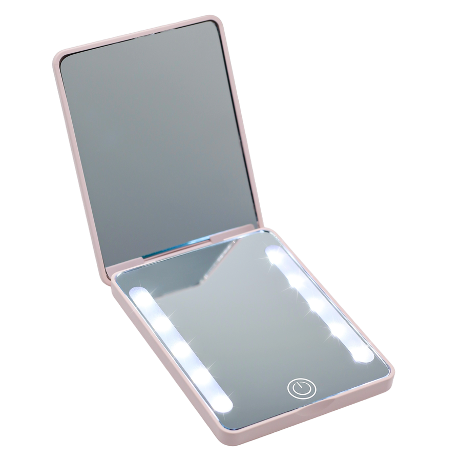 miroir de poche grossissant lumineux gamma professionnel rechargeable rose