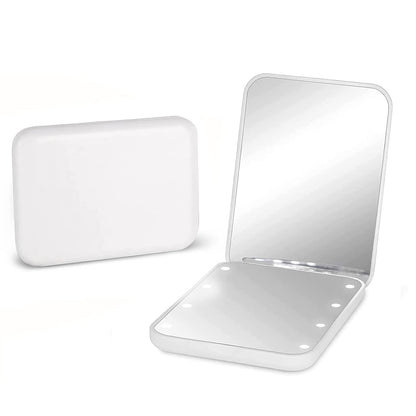 miroir de poche lumineux Alpha professionnel 8 LED Compact blanc