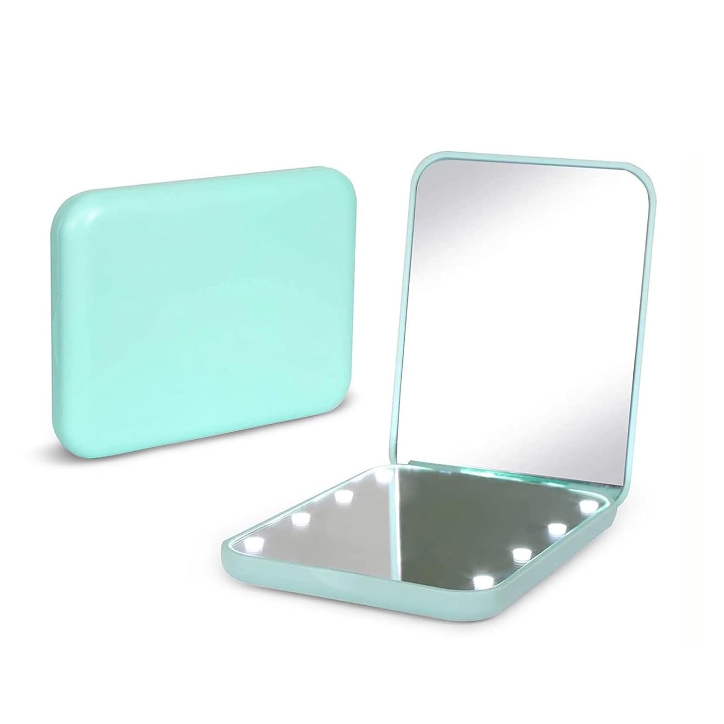 miroir de poche lumineux Alpha professionnel 8 LED Compact cyan