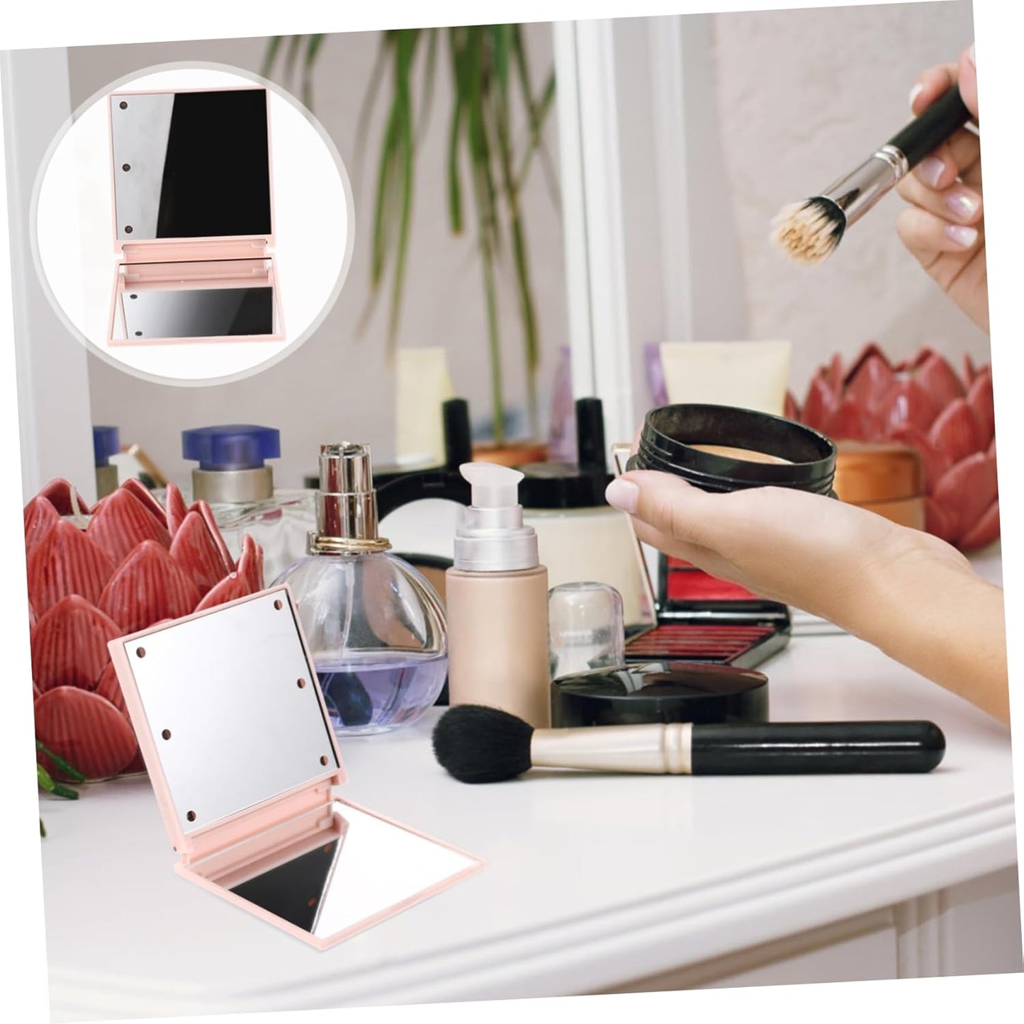miroir de poche lumineux Beta professionnel 6 LED pliable sur table