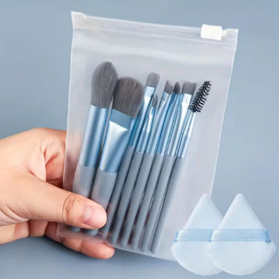pinceaux maquillage epsilon professionnel bleu avec éponges