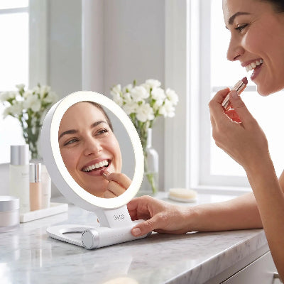 placer  miroir lumineux grossissant beta professionnel pour maquillage