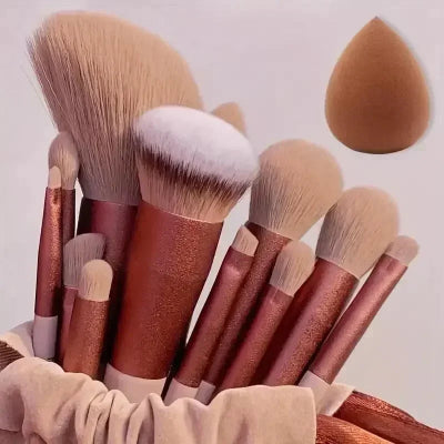 set de pinceaux maquillage professionnel alpha marron